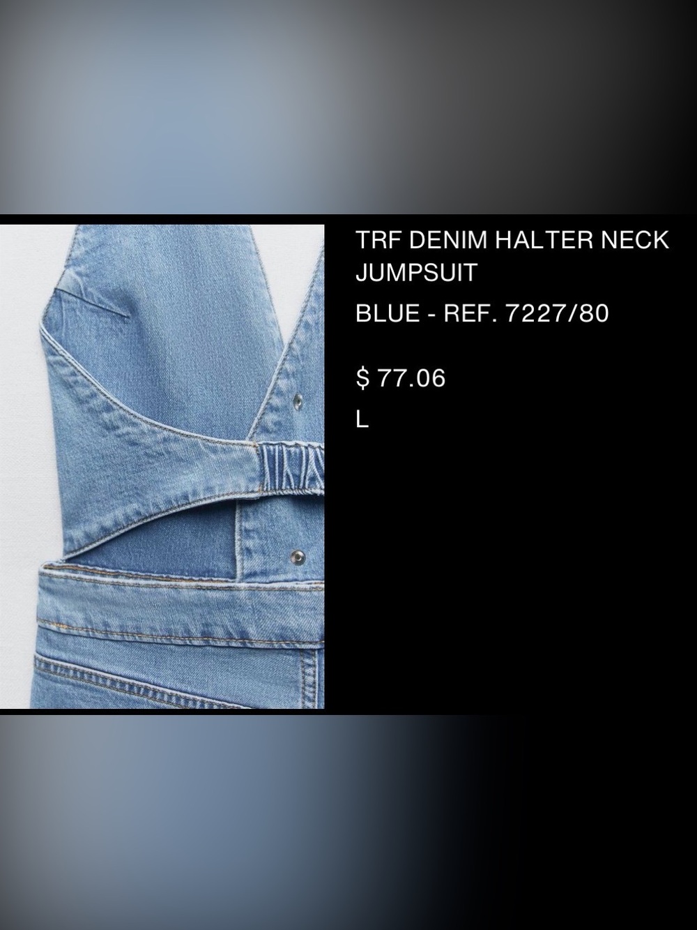 Zara TRF DENIM HALTER NECK JUMPSUIT - Picture 3 of 3